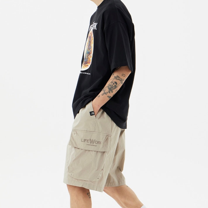 LifeWork Cargo Pocket Shorts Stone LIFEWORK LIFEWORK - originalfook singapore
