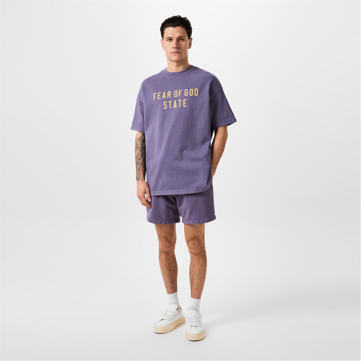 FEAR OF GOD Essentials Collegiate Logo Heavyweight Tee Violet FEAR OF GOD ESSENTIALS FEAR OF GOD ESSENTIALS - originalfook singapore