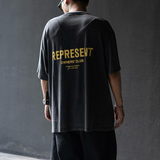 Represent Owners Club Logo Tee Vintage Grey Yellow