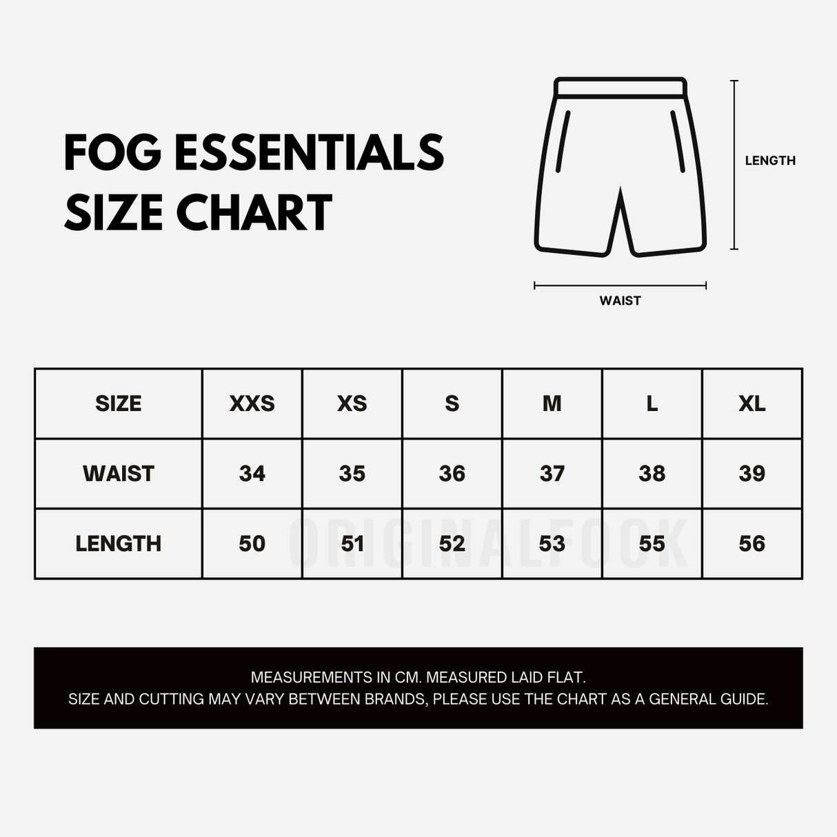 Fear of od god size chart