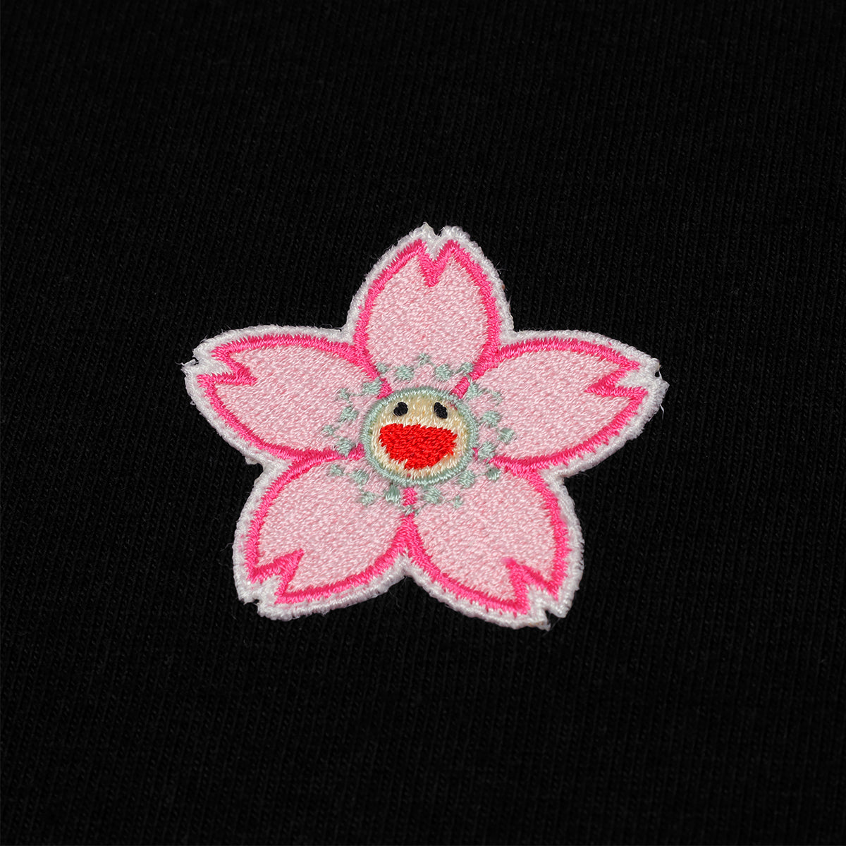 Takashi Murakami Embroidered Patch Sakura Flower Long Sleeve Tee Black TAKASHI MURAKAMI TAKASHI MURAKAMI - originalfook singapore