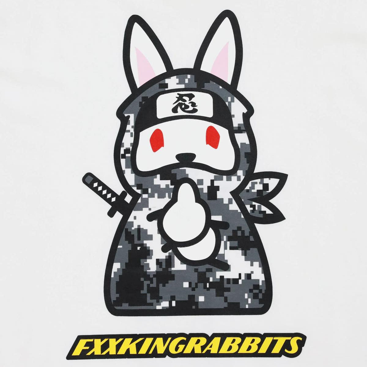 White FR2 Ninja Tee, casual apparel with ninja-inspired design, made by FR2, displayed on a plain background.