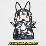 White FR2 Ninja Tee, casual apparel with ninja-inspired design, made by FR2, displayed on a plain background.