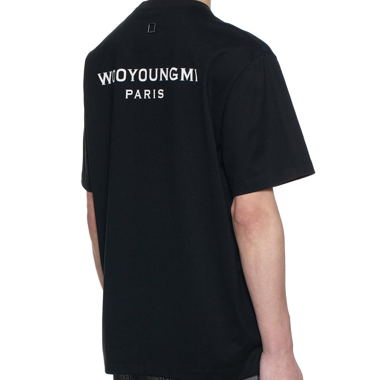 Black Wooyoungmi Signature Logo Tee shirt with front logo print, casual apparel by WOOYOUNGMI.