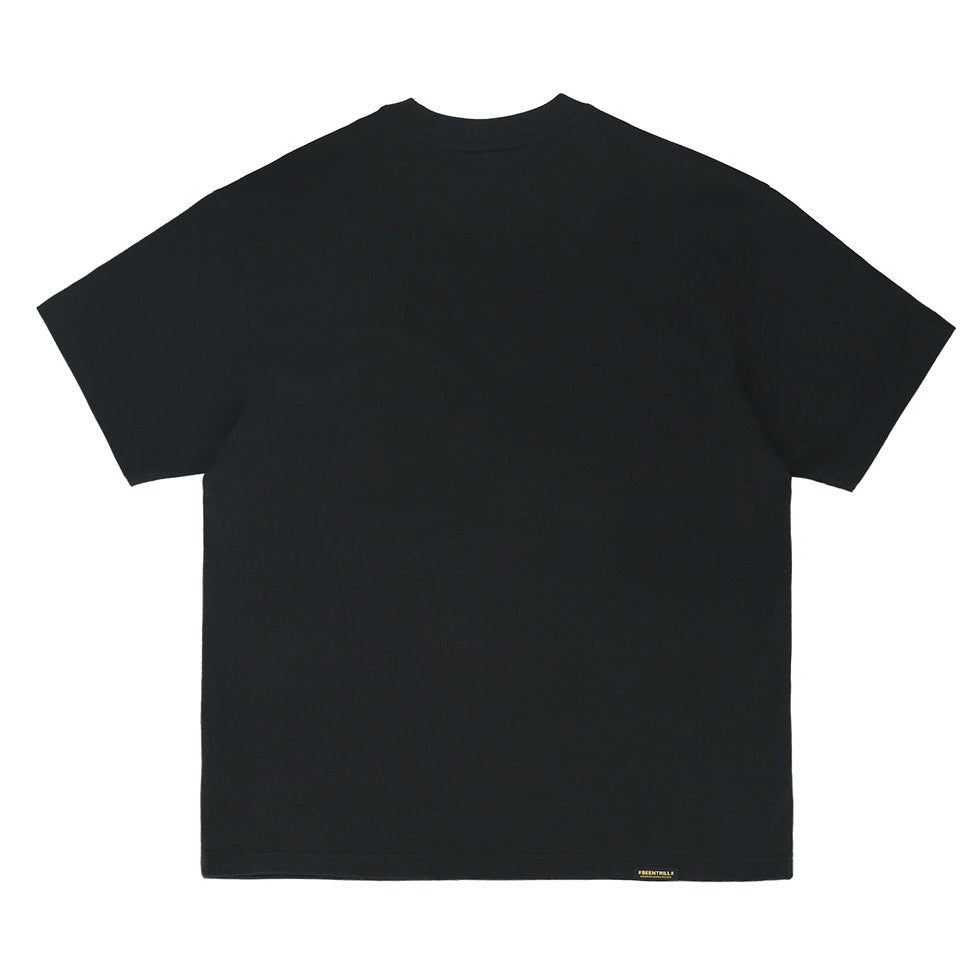 Black Been Trill inverted logo T-shirt with bold graphic design and short sleeves, casual streetwear style.