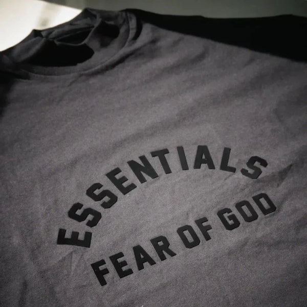 Fear of God Essentials Core Felt Logo Tee Black FEAR OF GOD FEAR OF GOD - originalfook singapore