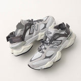 New Balance 9060 Mule Raincloud Castlerock sneakers with grey and beige color blocking, stylish and comfortable footwear.