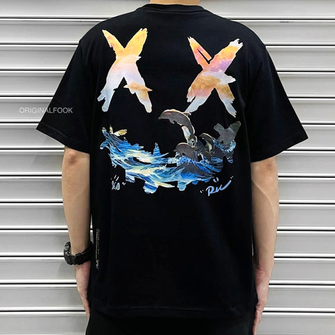 Rickyisclown [RIC] Sunset Ocean Smiley Tee Black [R17230418E-H8]