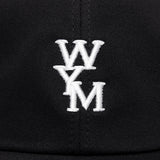 Black Wooyoungmi WYM logo cap, stylish headwear with embroidered branding and adjustable strap, made for casual and streetwear looks.