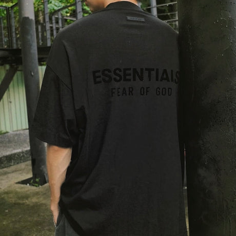 Fear of God Essentials Back Applique V-Neck Tee Black (Oversized) FEAR OF GOD ESSENTIALS FEAR OF GOD ESSENTIALS - originalfook singapore
