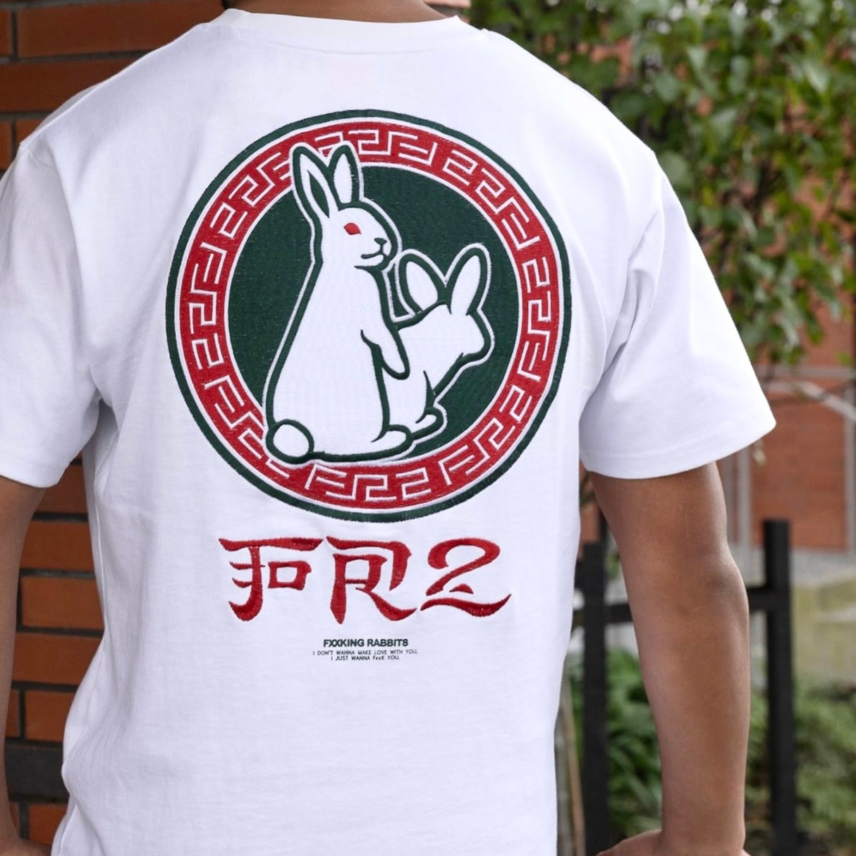FR2 Fxxking Rabbits Round Logo Embroidery Tee White FR2 FR2 - originalfook singapore