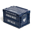Human Made 50L navy foldable container box for storage, showing its durable fabric and compact folded design.