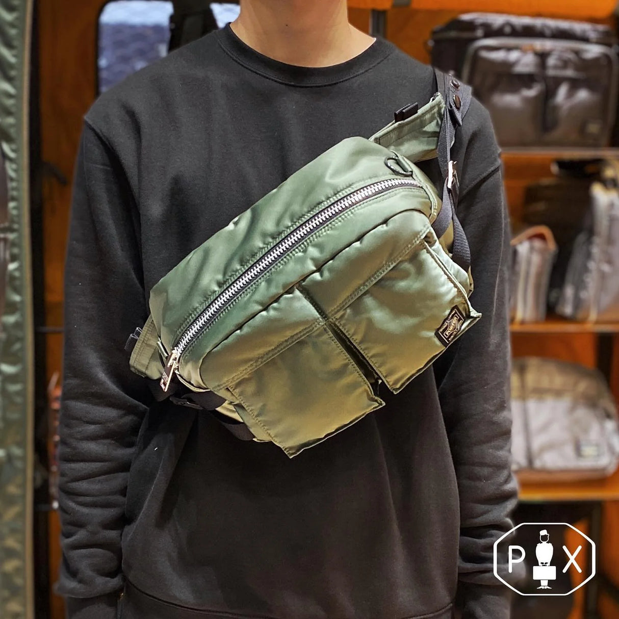 Porter Yoshida Japan PX Tanker Waist Bag Sage Green [376 Porter Yoshida Japan PX Tanker Waist Bag Sage Green [376