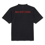 Balenciaga Embroidery Logo Medium Fit Tee Faded Black Red