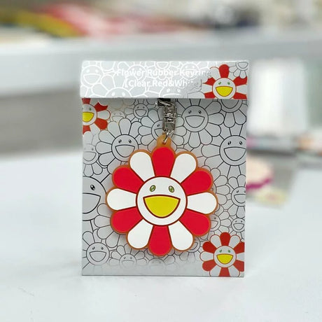 Takashi Murakami Kaikai Kiki Flower Rubber Keyring Red White (5.5cm) TAKASHI MURAKAMI TAKASHI MURAKAMI - originalfook singapore