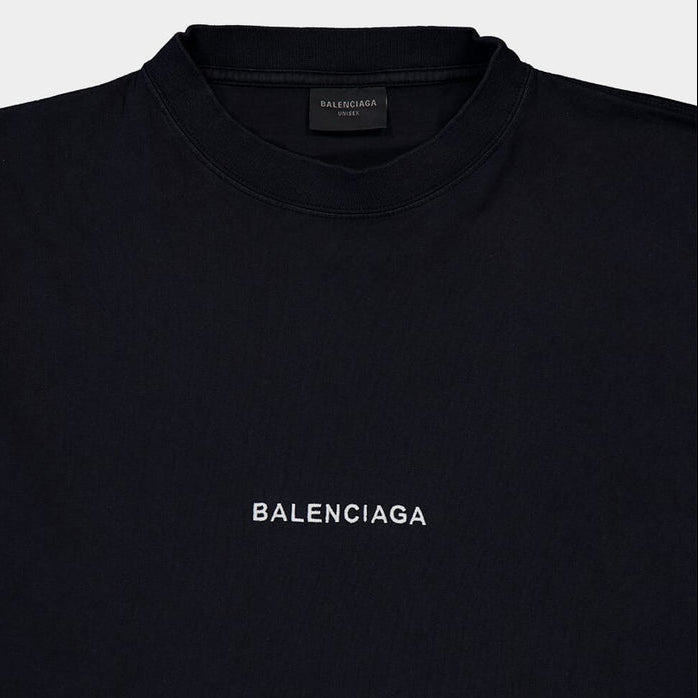 Balenciaga Faded Black Uniform Merch Oversized Fit Tee Black - ORIGINALFOOK