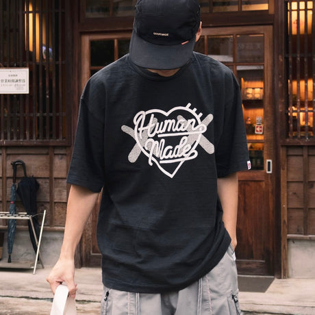 Human Made X KAWS Logo Tee Black HUMAN MADE HUMAN MADE - originalfook singapore