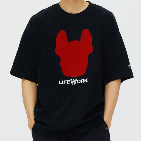 LifeWork Red Bulldog Logo Tee Black