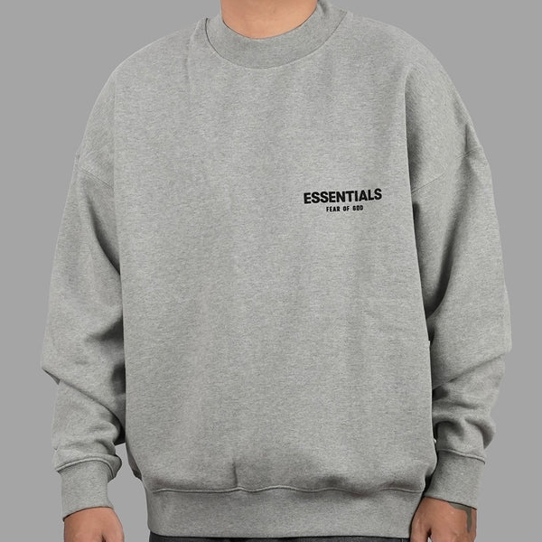 FEAR OF GOD Essentials Felt Logo Crewneck Sweatshirt Dark Oatmeal FEAR OF GOD FEAR OF GOD - originalfook singapore