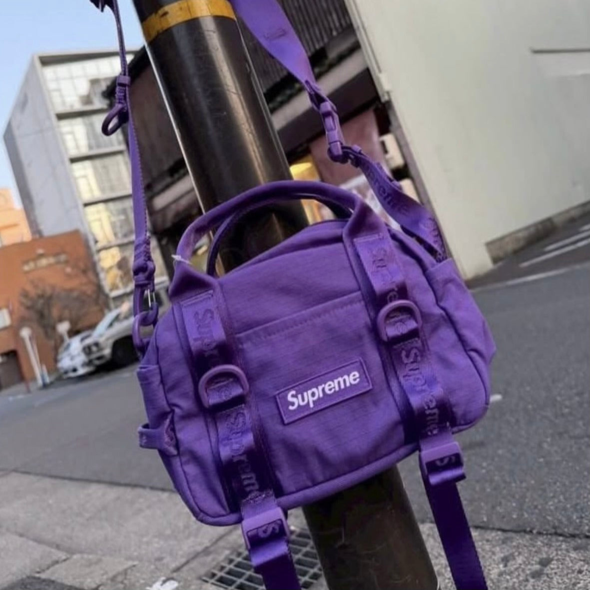 Supreme Box Logo Mini Duffle Bag Purple - ORIGINALFOOK