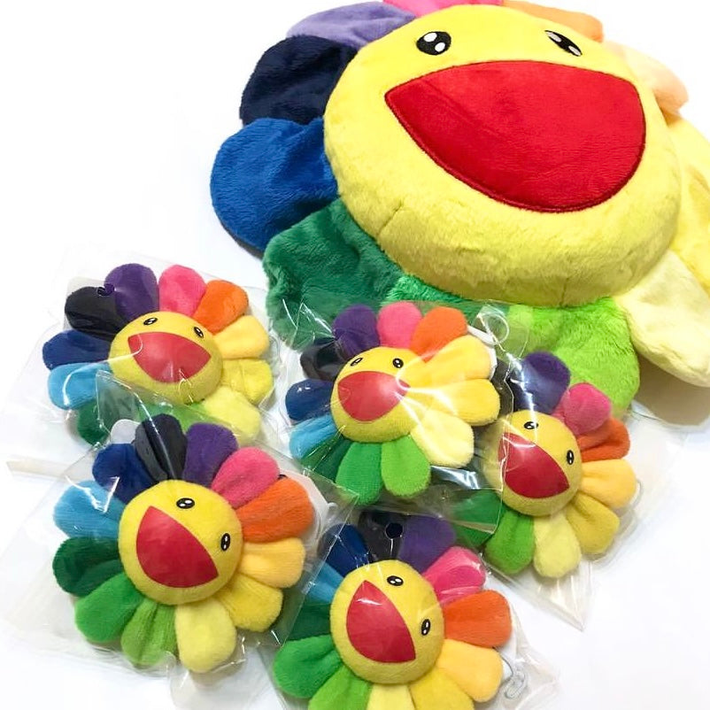 Takashi Murakami Kaikai Kiki Flower Plush  Badge/Keychain/Pin Rainbow TAKASHI MURAKAMI TAKASHI MURAKAMI - originalfook singapore