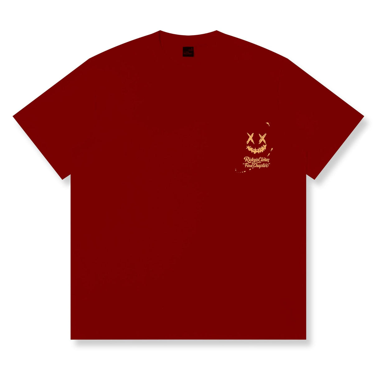 Rickyisclown Golden Blessing Tee in red, casual apparel featuring a graphic design, by Rickyisclown.