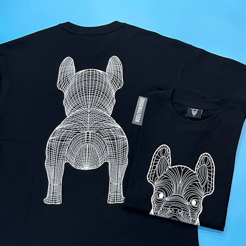 LifeWork Outline Bulldog Tee Black White