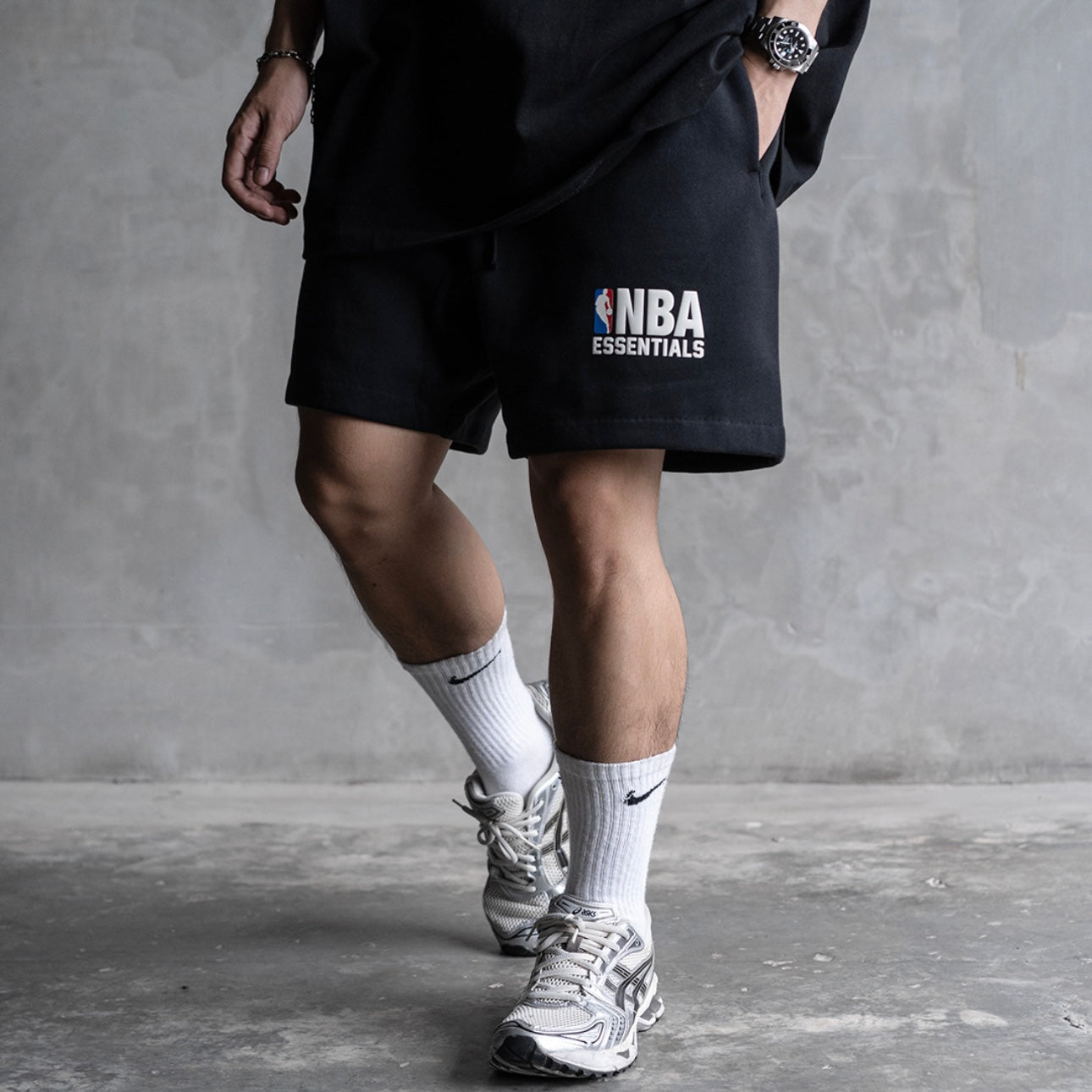 Buy Fear Of God Essentials X NBA Logo Sweat Shorts Black online
