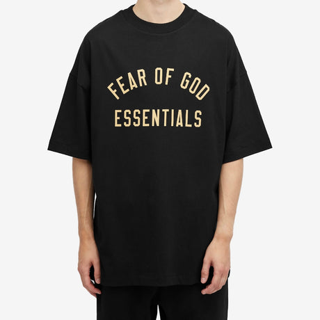 Fear of God Collegiate Logo Drop Shoulder Tee Black FEAR OF GOD ESSENTIALS FEAR OF GOD ESSENTIALS - originalfook singapore