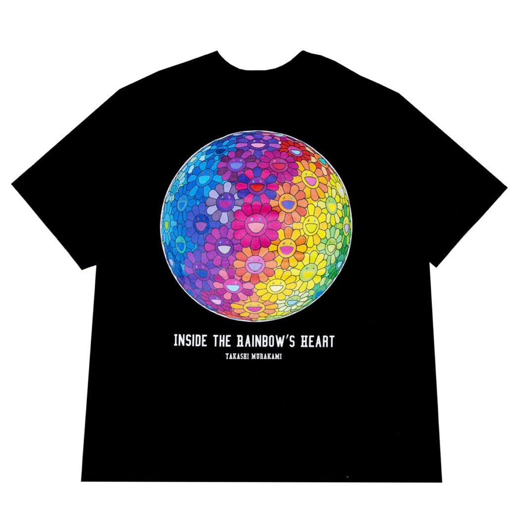 Takashi Murakami Flower Ball Rainbow Heart Tee Black