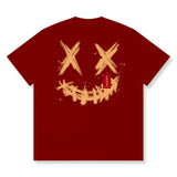 RICKYISCLOWN Golden Blessing Tee in red, featuring graphic design, casual fit, and brand logo on the front.