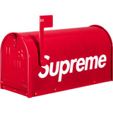 Supreme Gaines Mailbox apparel in vibrant red, featuring a bold mailbox graphic on the front, stylish streetwear by Supreme.