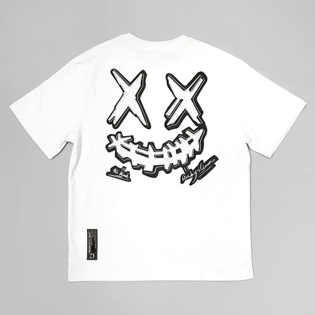 Rickyisclown [RIC] Line Embroidery Patch Smiley Tee White [R27230225C-S8] RICKYISCLOWN RICKYISCLOWN - originalfook singapore