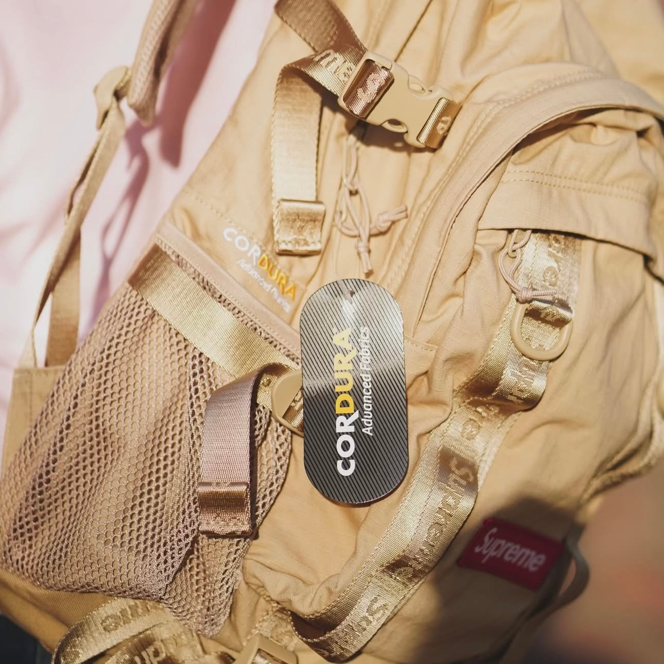 Buy Supreme Logo Backpack Tan SS26 online in Singapore