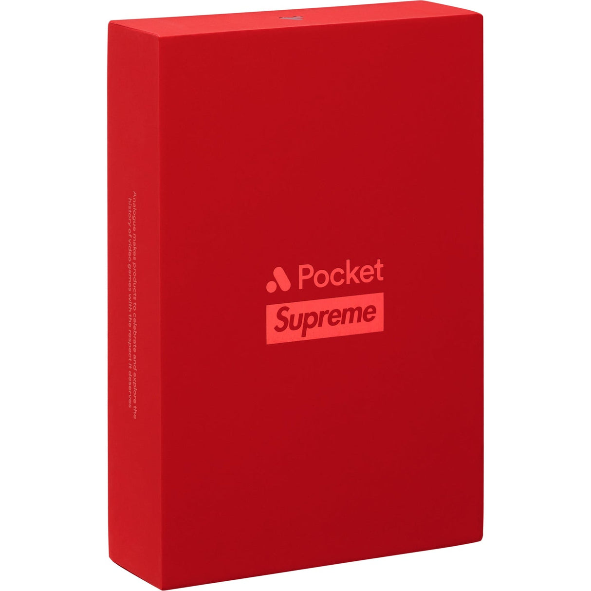 Supreme Analogue Pocket Gold apparel featuring a red design with the Supreme logo and intricate gold detailing.
