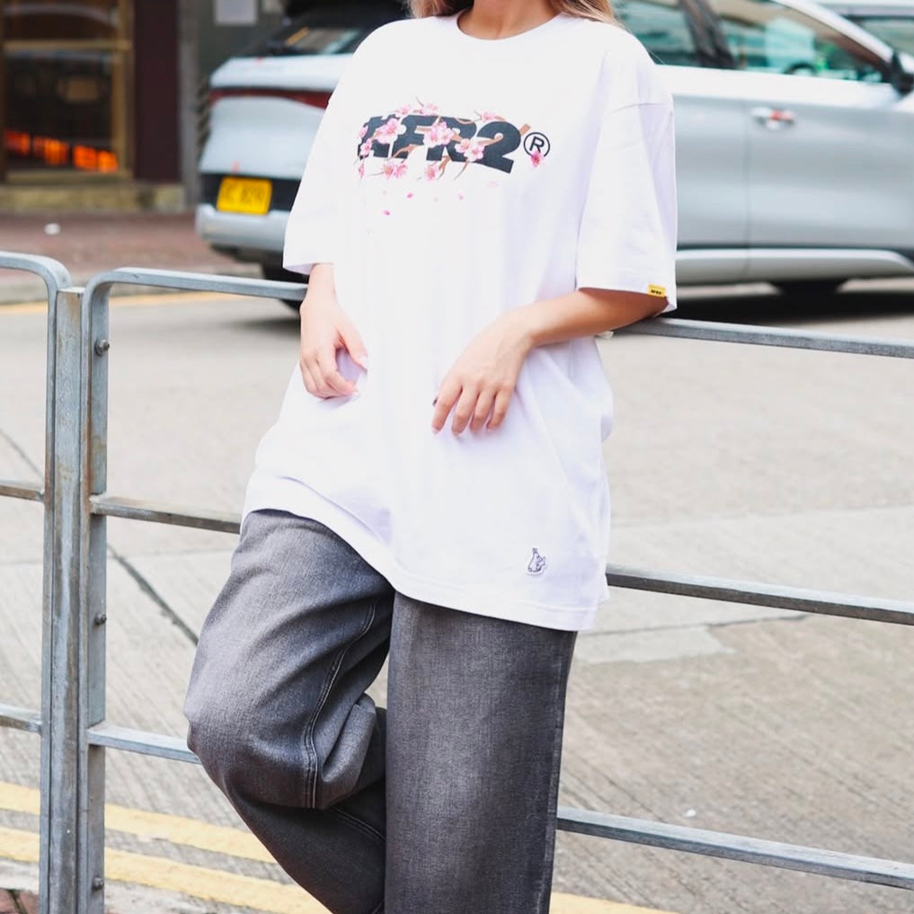 FR2 Fxxking Rabbits Sakura Embroidery Logo Tee White FR2 FR2 - originalfook singapore