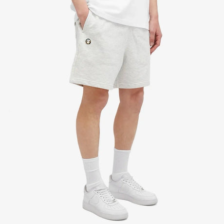 AAPE By Bathing Ape Badge French Terry Sweat Shorts Heather White [673] BATHING APE BATHING APE - originalfook singapore