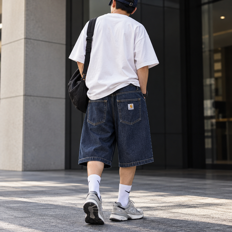 Carhartt WIP Landon Loose Denim Shorts in blue rinsed denim with five-pocket design