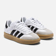 Adidas Originals Samba XLG sneakers in cloud white, core black, and gum sole, featuring classic lace-up design and leather upper.