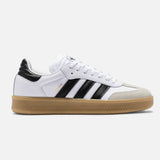 Adidas Originals Samba XLG sneakers in cloud white, core black, and gum with classic low-top design and textured outsole.