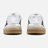 Adidas Originals Samba XLG sneakers in cloud white, core black, and gum sole with classic design and sporty style.