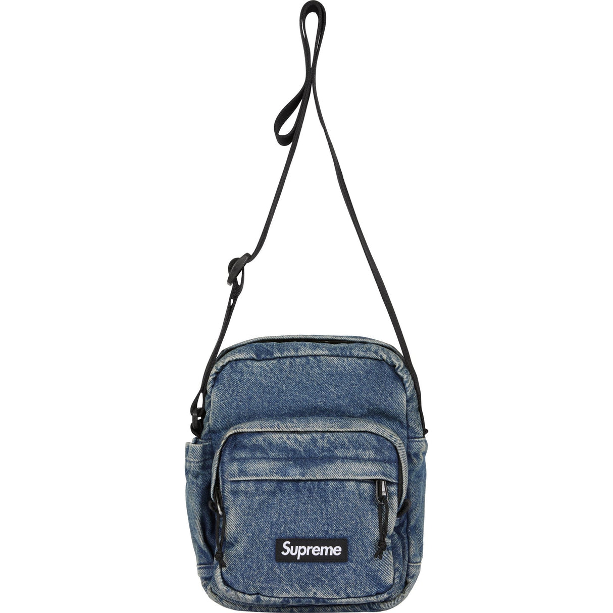 Supreme Reflective Logo Denim Shoulder Bag Washed Indigo