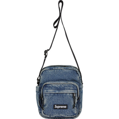 Supreme Reflective Logo Denim Shoulder Bag Washed Indigo