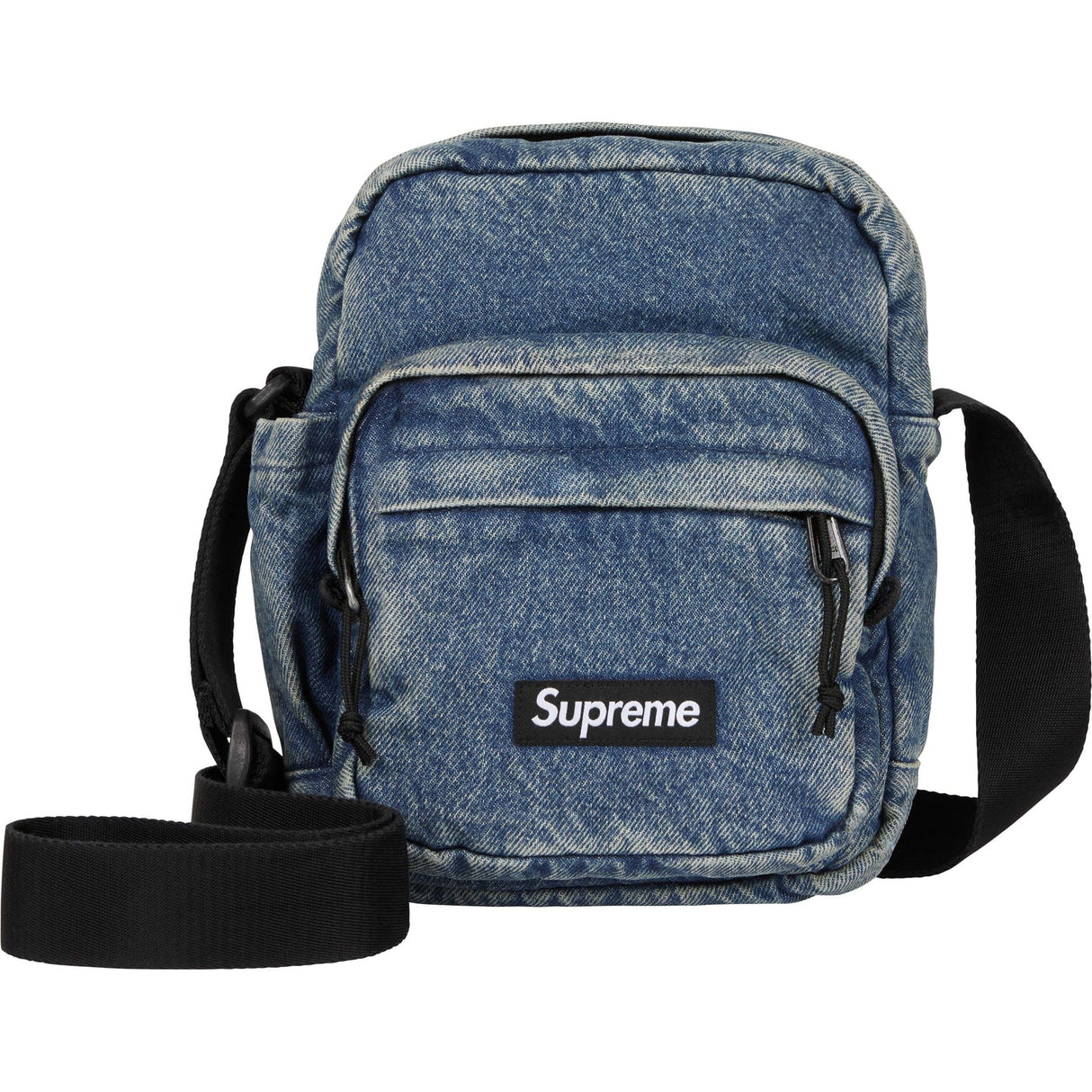 Supreme Reflective Logo Denim Shoulder Bag Washed Indigo