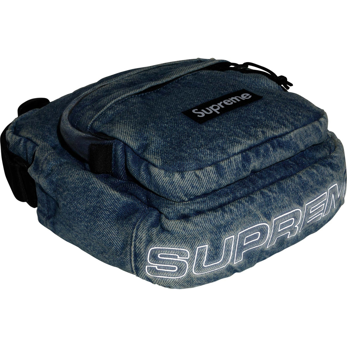 Supreme Reflective Logo Denim Shoulder Bag Washed Indigo