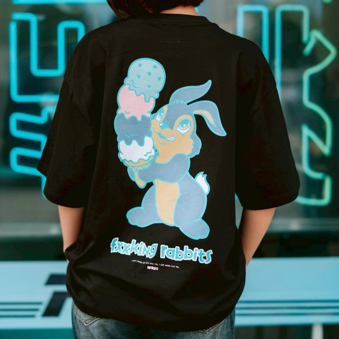 FR2 Rabbit Ice Cream Tee Black Tiffany (Japan Exclusive)