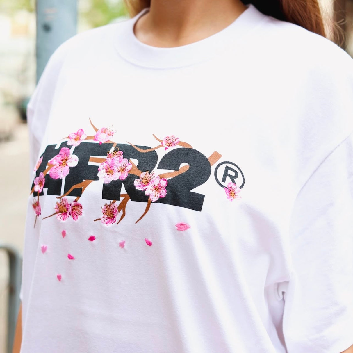 FR2 Fxxking Rabbits Sakura Embroidery Logo Tee White FR2 FR2 - originalfook singapore