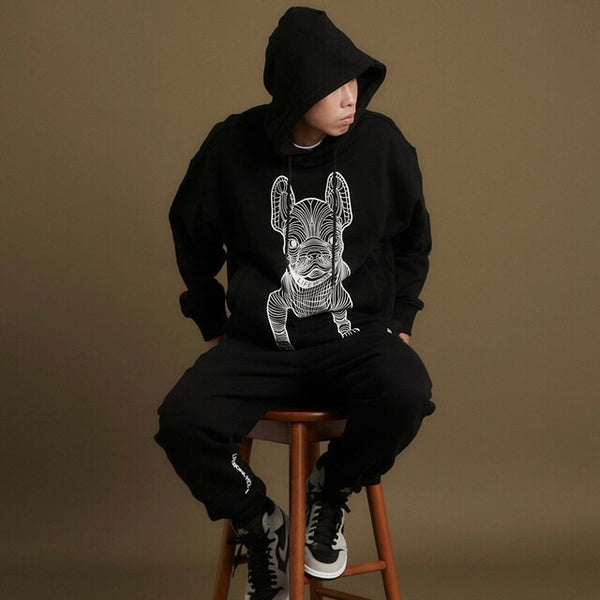 LifeWork Korea Bulldog Mascot Hoodie Black White lifework lifework - originalfook singapore