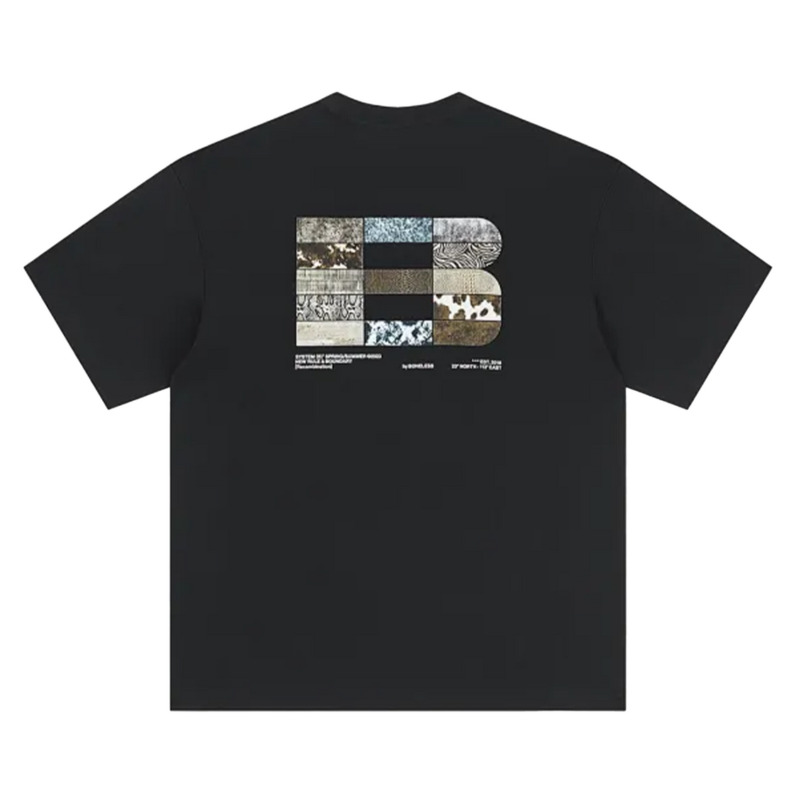 Boneless Textured Patchwork Tee Black - ORIGINALFOOK
