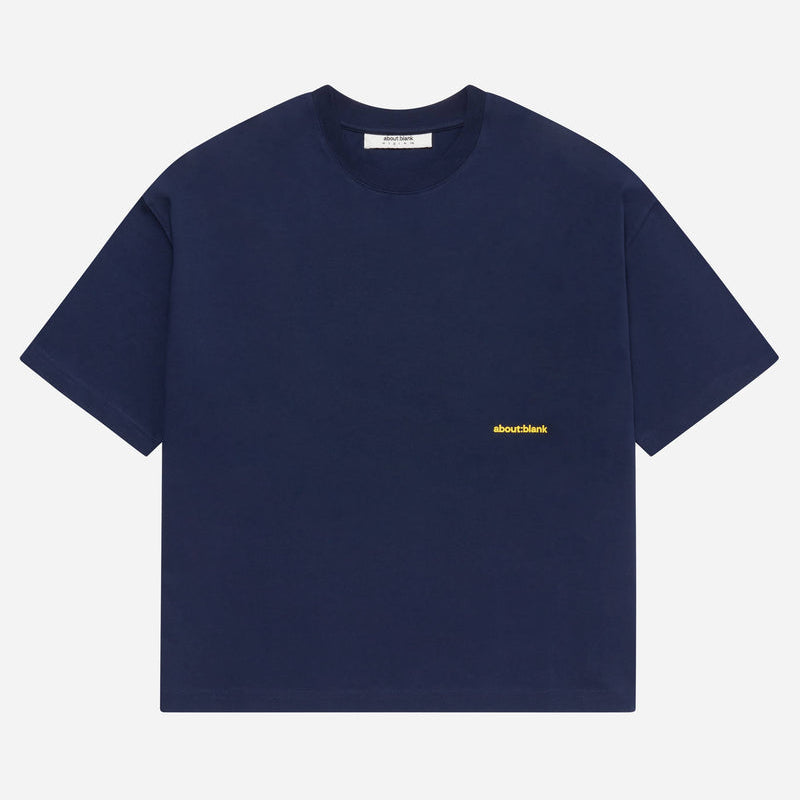 About:Blank Box Logo Tee Navy Yellow - ORIGINALFOOK